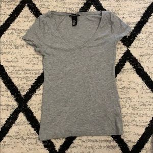 H&M Basic Gray V Neck Shirt